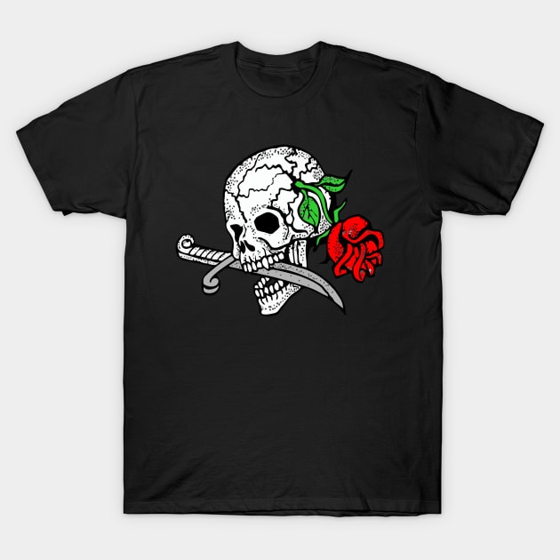 Skull and rose T-Shirt by Lord Art